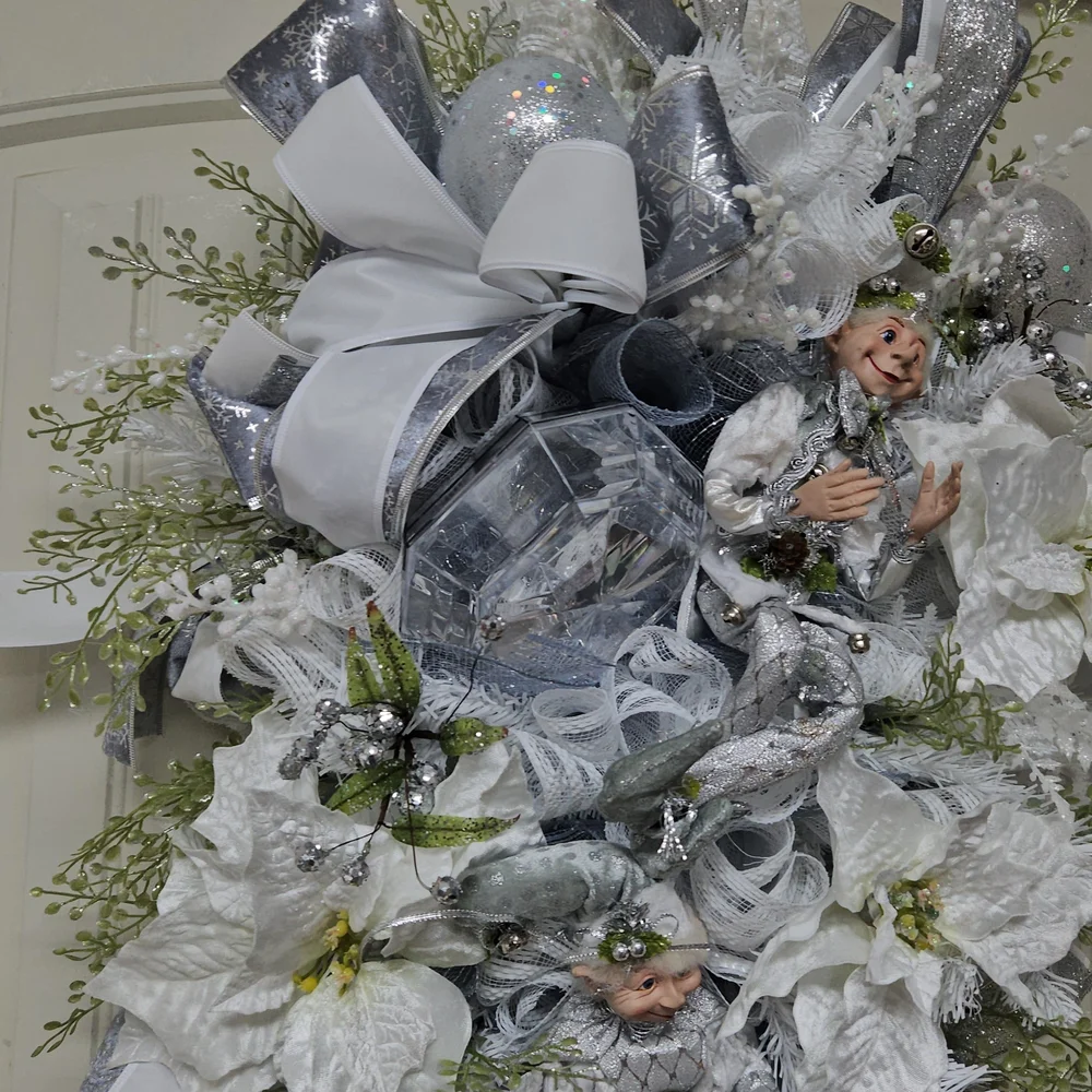 Festive Silver and White Holiday Wreath